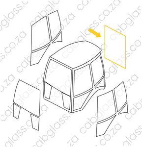 Cab sketch of Caterpillar backhoe E-series glass